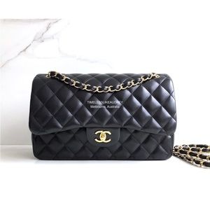 Chanel Black Jumbo Lambskin Classic Flap Bag